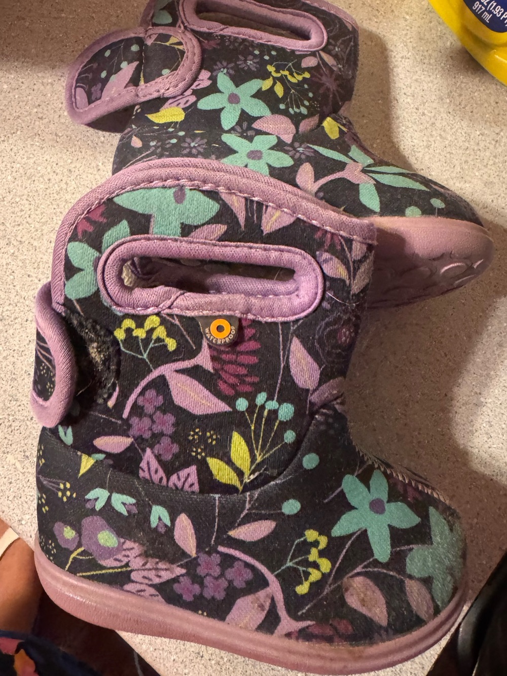 Bogs Kids Floral Boots - Purple, Mint, Yellow infant toddler size 4